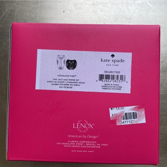 NIB!!! Kate Spade x Lennox Woodland Park Salt Owl Salt and Pepper Shakers - Picture 8 of 13